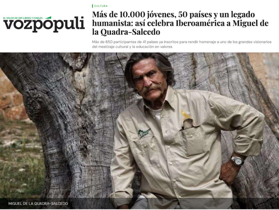 Más de 10.000 jóvenes, 50 países y un legado humanista: así celebra Iberoamérica a Miguel de la Quadra-Salcedo